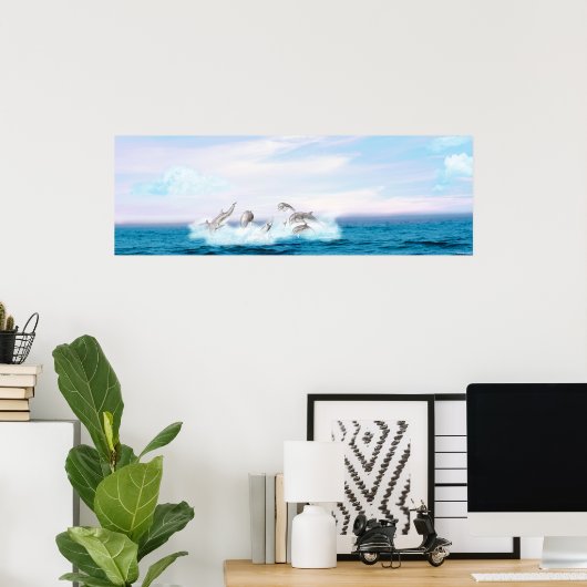 Leaping Dolphins ポスター (ホームオフィス)