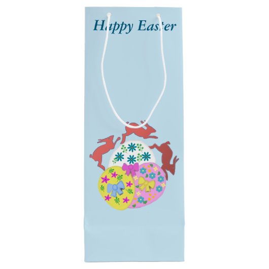Leaping Hares editable Easter ワインギフトバッグ (裏面)