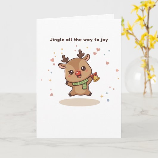 Leaping Into the Holiday Spirit Cute Puchi Dōshi カード (黄色い花)