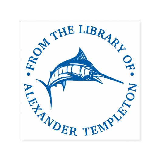 Leaping Marlin Nautical Ocean Library Book Name セルフインキングスタンプ (デザイン)