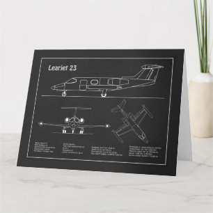 Learjet 23 – 航空機の設計図スケッチ計画PD サンキューカード