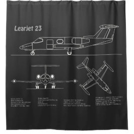 Learjet 23 – 航空機の設計図スケッチ計画PD シャワーカーテン