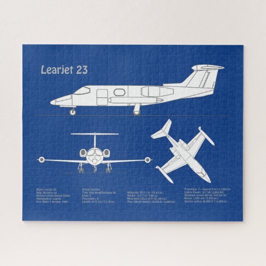 Learjet 23 – 航空機設計図スケッチ計画ABD ジグソーパズル (横)