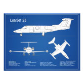 Learjet 23 – 航空機設計図スケッチ計画ABD フォトプリント (正面)