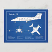 Learjet 23 – 航空機設計図スケッチ計画ABD ポストカード (正面)
