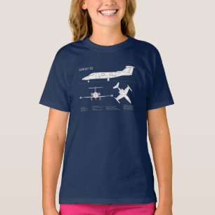 Learjet 23 – 航空機設計図スケッチ計画ABD Tシャツ