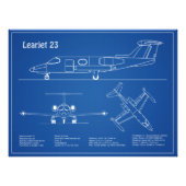 Learjet 23 - 航空機設計図 計画 AD フォトプリント (正面)