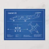 Learjet 23 – 飛行機の設計図スケッチ計画AD ポストカード (正面)