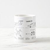 Learjet 23 – 飛行機の設計図スケッチ計画BD コーヒーマグカップ (中央)