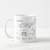 Learjet 23 – 飛行機の設計図スケッチ計画BD コーヒーマグカップ (左)