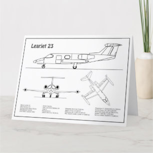 Learjet 23 – 飛行機の設計図スケッチ計画BD サンキューカード