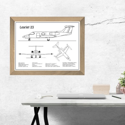 Learjet 23 – 飛行機の設計図スケッチ計画BD フォトプリント