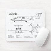 Learjet 23 – 飛行機の設計図スケッチ計画BD マウスパッド (マウス)
