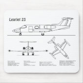 Learjet 23 – 飛行機の設計図スケッチ計画BD マウスパッド (正面)