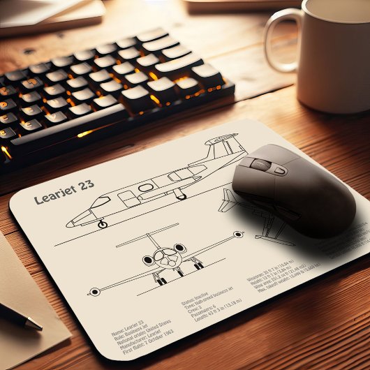 Learjet 23 – 飛行機の設計図スケッチ計画SD マウスパッド