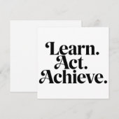 "Learn. Act. Achieve." - Art Typographique Minimal シーズンカード (正面/裏面)