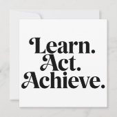 "Learn. Act. Achieve." - Art Typographique Minimal シーズンカード (正面)