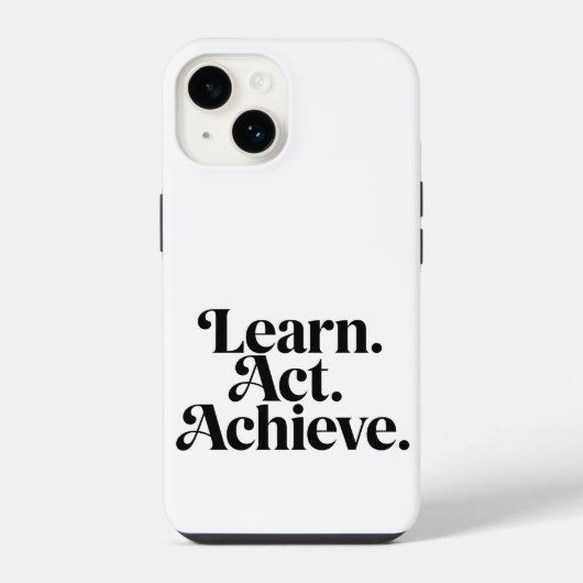 "Learn. Act. Achieve." - Art Typographique Minimal iPhoneケース (裏面)