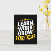 Learn Work Grow Level Up Motivational Growth Insra カード (黄色い花)