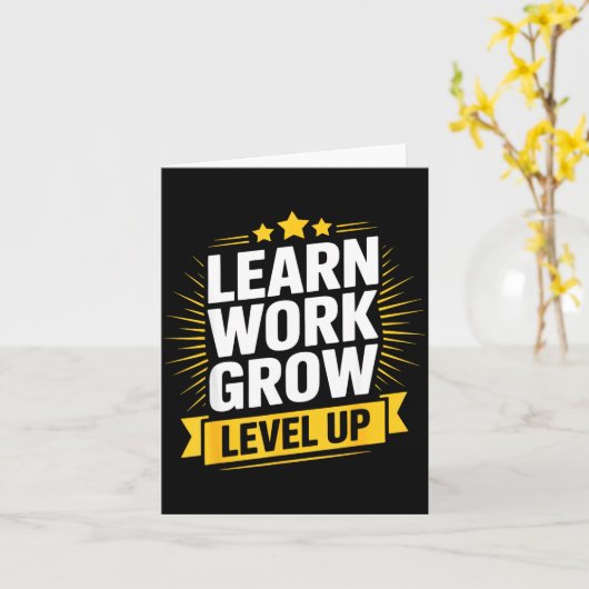 Learn Work Grow Level Up Motivational Growth Insra カード (黄色い花)