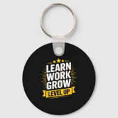 Learn Work Grow Level Up Motivational Growth Insra キーホルダー (正面)