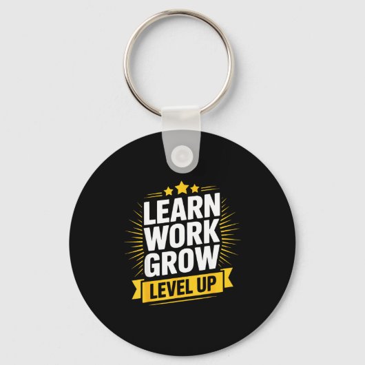 Learn Work Grow Level Up Motivational Growth Insra キーホルダー (正面)