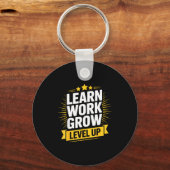 Learn Work Grow Level Up Motivational Growth Insra キーホルダー (正面)