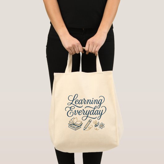 Learning Everyday Inspirational Hand-Drawn  トートバッグ (正面(商品))