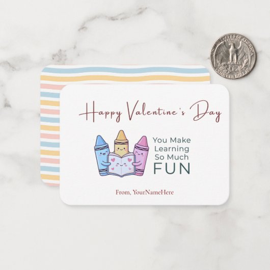Learning Is Fun Teacher Valentine Card ノートカード (正面/裏面インサイチュ)