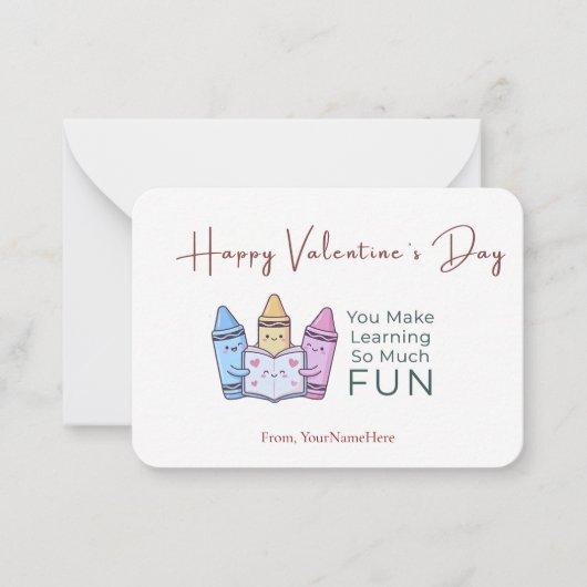 Learning Is Fun Teacher Valentine Card ノートカード (正面)