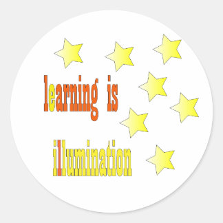 Learning is illumination,Roound stickers with star ラウンドシール