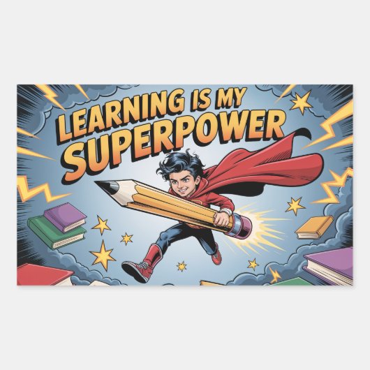 Learning Is My Superpower – Motivational Sticker f 長方形シール (正面)