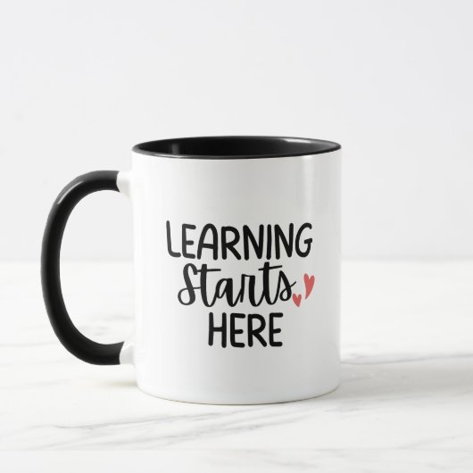 「Learning Starts Here」先生への感謝ギフト マグカップ (左)