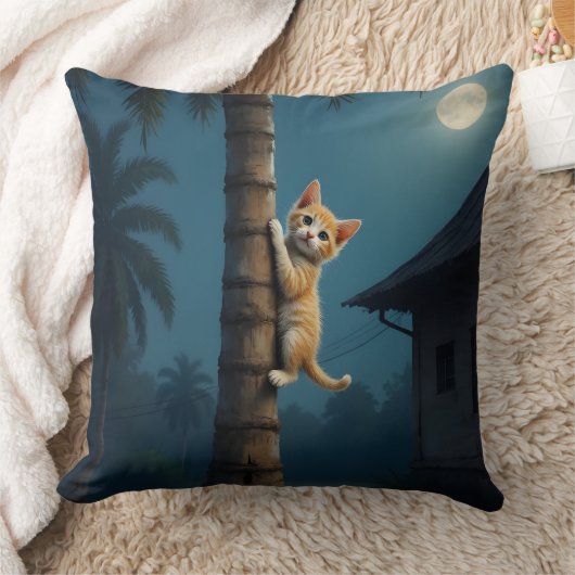 Learning to Climb – Cute Cat Moment クッション (ブランケット)