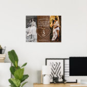 Leather 3rd wedding anniversary heart party ポスター (ホームオフィス)