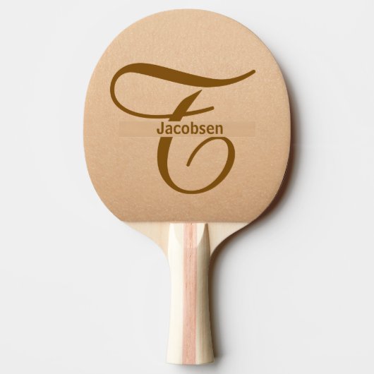 Leather Background Tan Table Tennis Custom Name  卓球ラケット (裏面)