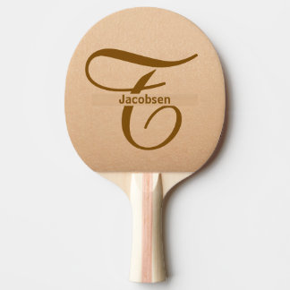 Leather Background Tan Table Tennis Custom Name 卓球ラケット
