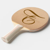 Leather Background Tan Table Tennis Custom Name  卓球ラケット (正面アングル)