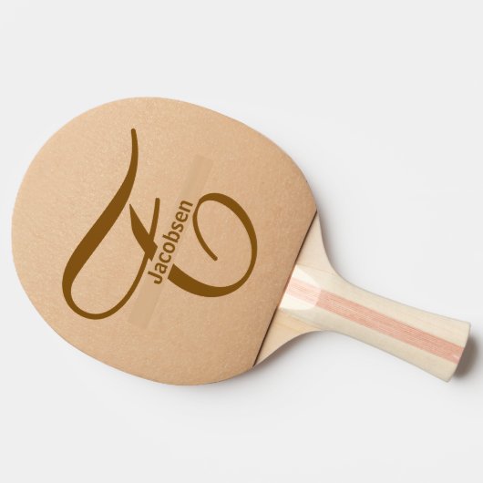 Leather Background Tan Table Tennis Custom Name  卓球ラケット (横)