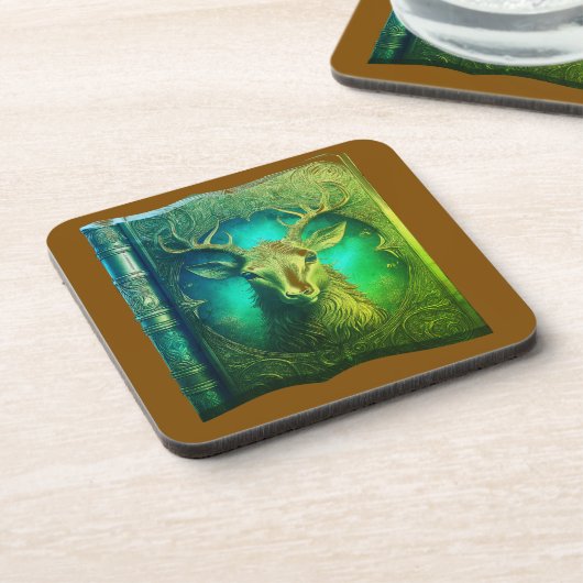 Leather Bound Copy Of A Deer Hunting Guide コースター (左側)