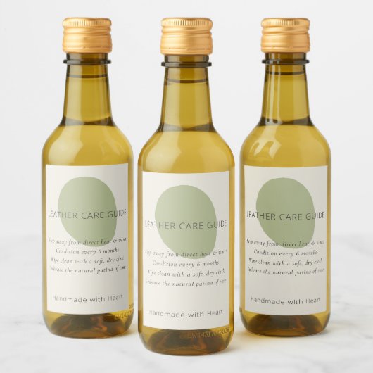 Leather Care Guide Sage Artisan 2x3 Custom Label ワインラベル (ボトル)