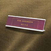 Leather Look Maroon Customizable デスクネームプレート