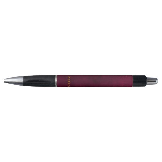 Leather Look Maroon Pen with Customizable Name ボールペン (正面)