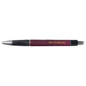 Leather Look Maroon Pen with Customizable Name ボールペン (正面)