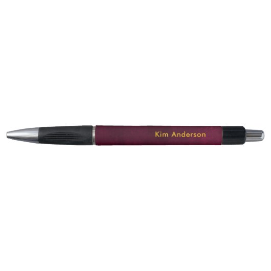 Leather Look Maroon Pen with Customizable Name ボールペン (正面)