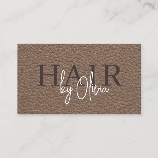 Leather QR Code Hair Stylist 名刺 (正面)
