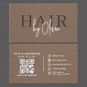 Leather QR Code Hair Stylist 名刺