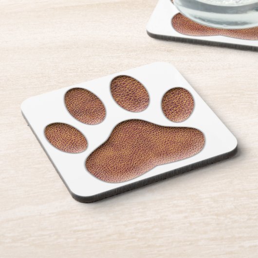 Leather Texture Dog Paw Print コースター (左側)