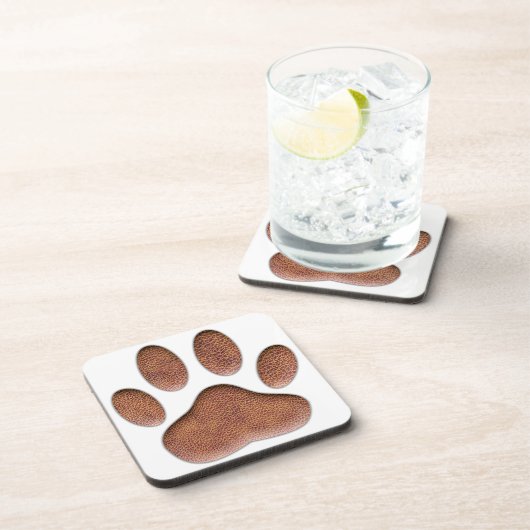 Leather Texture Dog Paw Print コースター (右側)