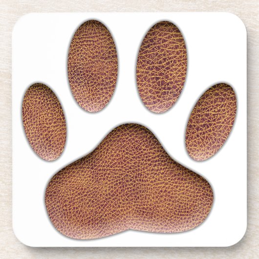 Leather Texture Dog Paw Print コースター (正面)